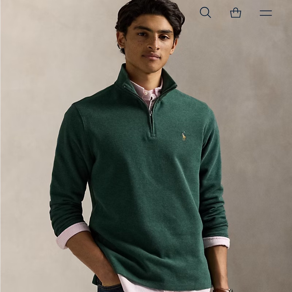 Vintage Ralph Lauren Olive Green Quarter-Zip Pullover